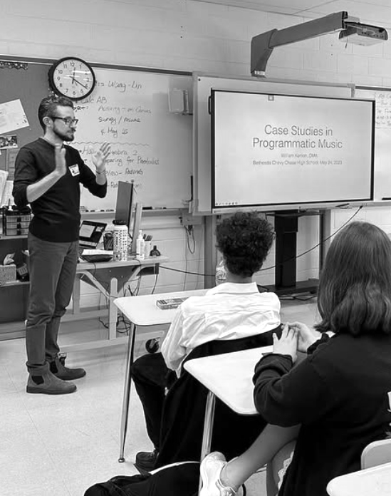 Photo of William Kenlon guest teaching at Bethesda-Chevy Chase High School